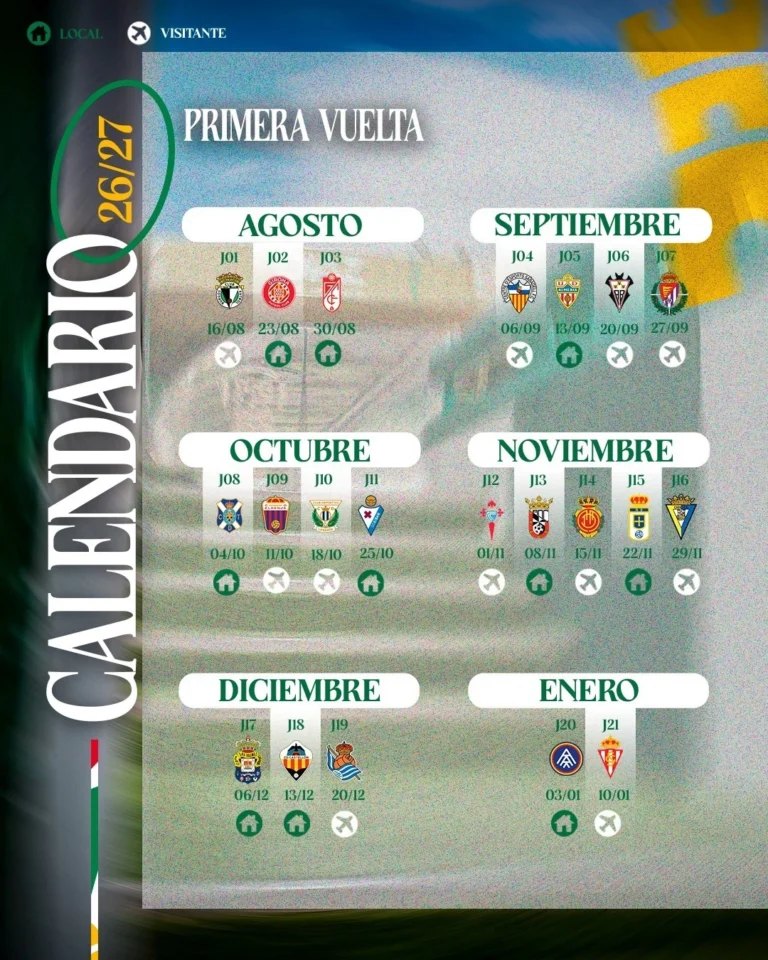 Calendario del Córdoba CF para la temporada 26/27